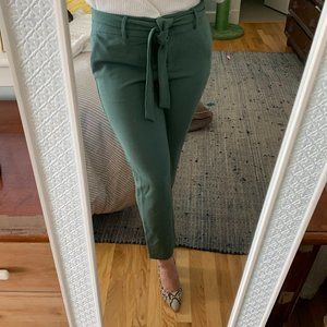 LOFT Marisa Olive Pants with Tie Belt size 8